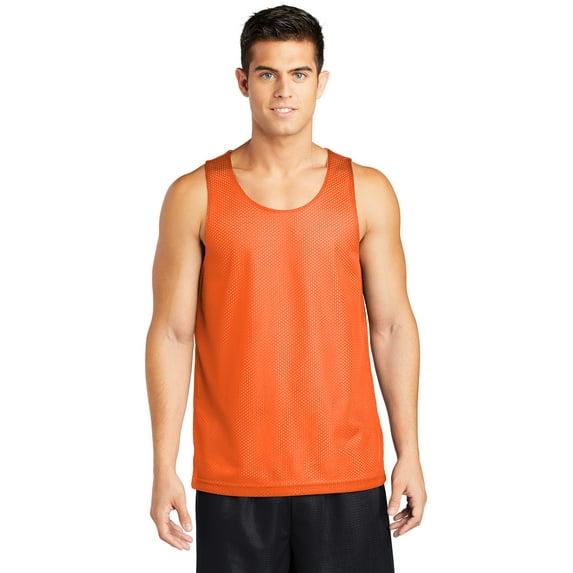 Classic Men Mesh Reversible Tank Color Deep Orange Size Small