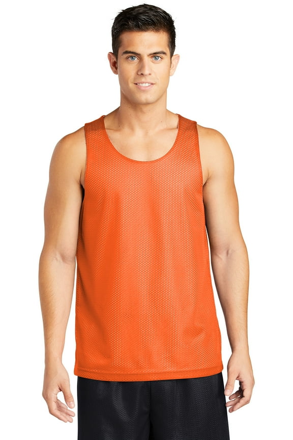 Classic Men Mesh Reversible Tank Color Deep Orange Size X-Small