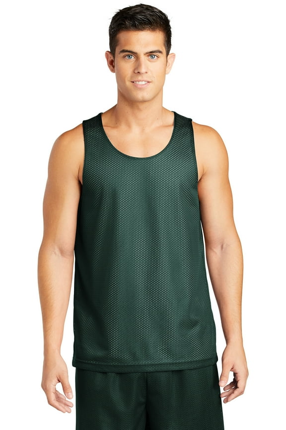 Classic Men Mesh Reversible Tank Color Forest Green Size X-Large