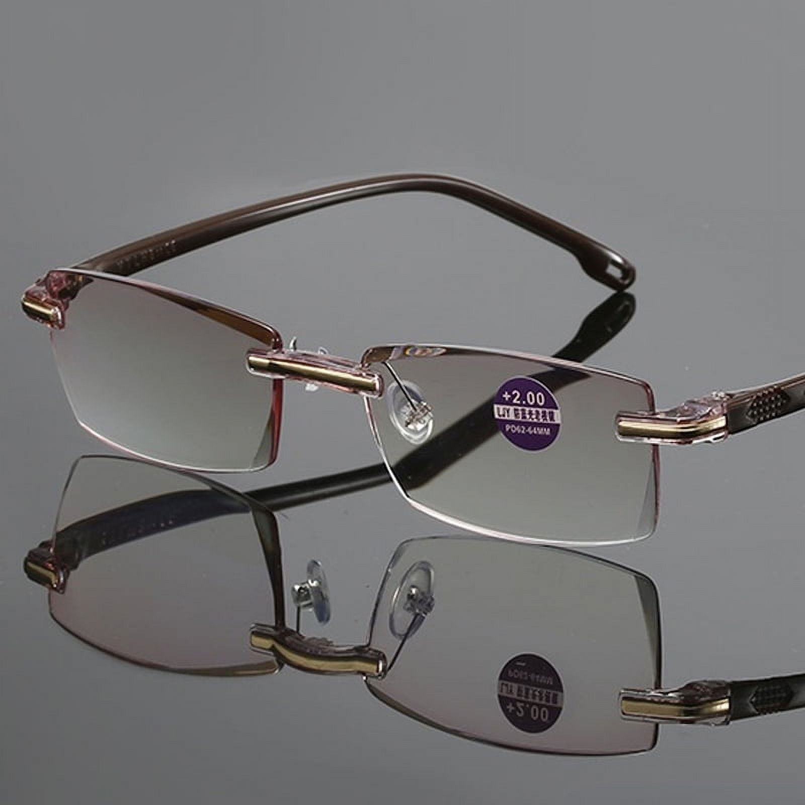 Classic Men Women Anti Blue Light Rimless Diopter Glasses Unisex