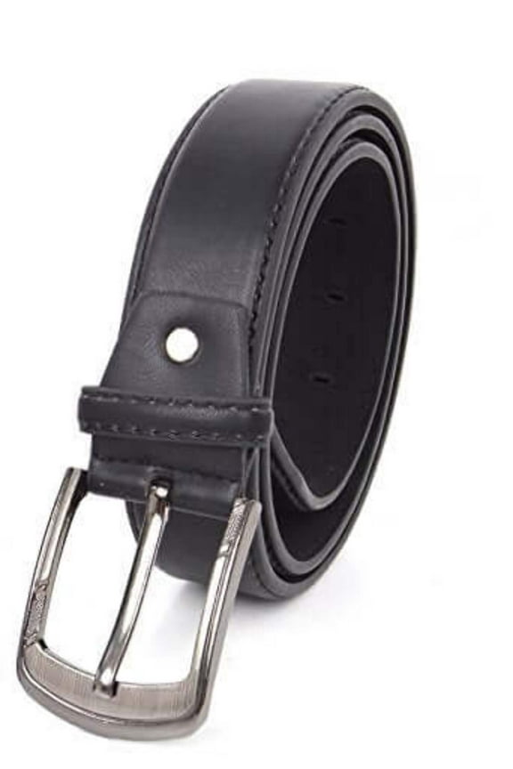 Classic Men's PU Leather Belt for Dress or Casual (S/M, BLACK)