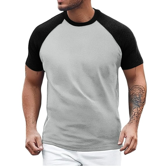 Classic Men's Raglan Contrast Tee Comfortable Casual Short Sleeve T-Shirt Breathable Blend Stylish Fit for Everyday Wear Mens Basic Tee Shirts Summer Vintage T Shirts
