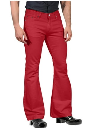 Men's Vintage Bell Bottom Pants Relaxed Stretch Disco Pants for