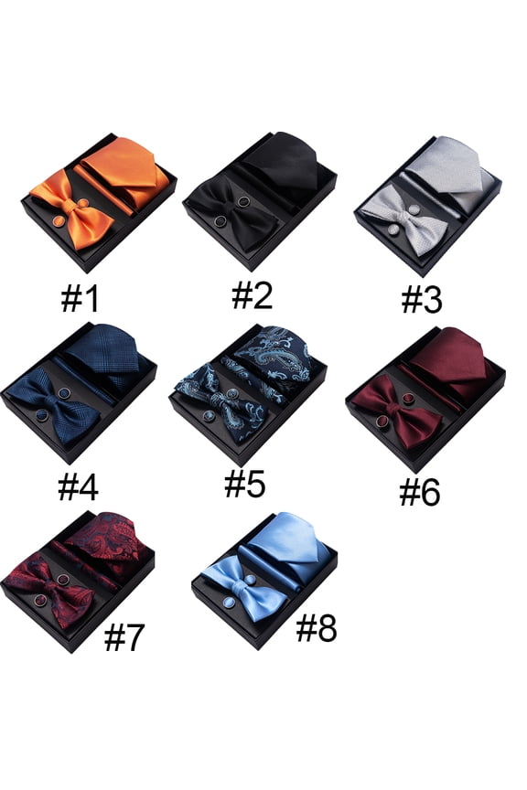 Classic Men's Tie Lapel Set Woven Tie Pocket Square Cufflinks Red Black Gold Blue Wedding Tie