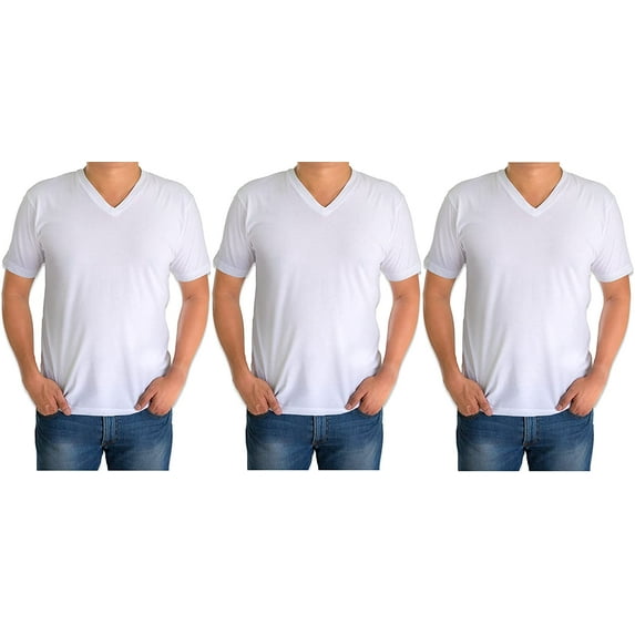 Classic Men's White Short Sleeve Undershirts V Neck T Shirt - Multi Pack (X-Large, 3 Pack -Bright White)…
