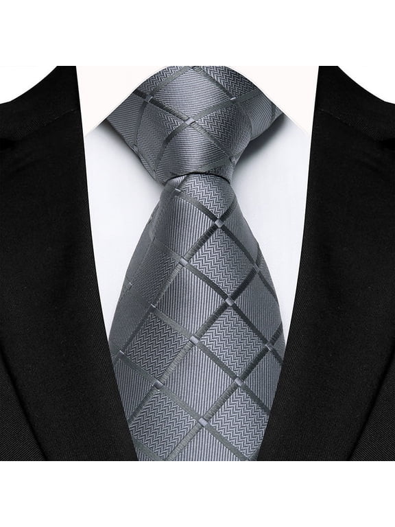 Classic Men's Woven Silk Necktie Extra Long Tie for Big and Tall Jacquard Stripe Business Wedding Formal Party Suit