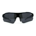 thumbnail image 1 of Classic Mens Baseball Half Rim Shield Sport Plastic Sunglasses Black Grey, 1 of 4