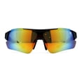 thumbnail image 1 of Classic Mens Baseball Half Rim Shield Sport Plastic Sunglasses Black Red Orange Blue Mirror, 1 of 4