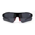 thumbnail image 1 of Classic Mens Baseball Half Rim Shield Sport Plastic Sunglasses Black Red, 1 of 4
