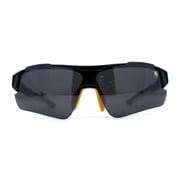 Classic Mens Baseball Half Rim Shield Sport Plastic Sunglasses Black Yellow