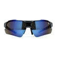 thumbnail image 1 of Classic Mens Baseball Half Rim Shield Sport Plastic Sunglasses Silver Blue Mirror, 1 of 4