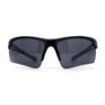 thumbnail image 1 of Classic Mens Baseball Half Rim Wrap Around Plastic Sunglasses Black Grey, 1 of 4