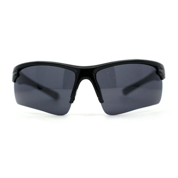 Classic Mens Baseball Half Rim Wrap Around Plastic Sunglasses Black Red