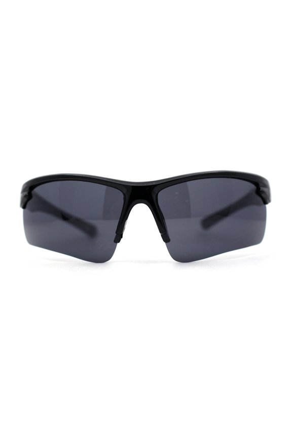 Classic Mens Baseball Half Rim Wrap Around Plastic Sunglasses Black Red