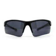 Classic Mens Baseball Half Rim Wrap Around Plastic Sunglasses Black Yellow