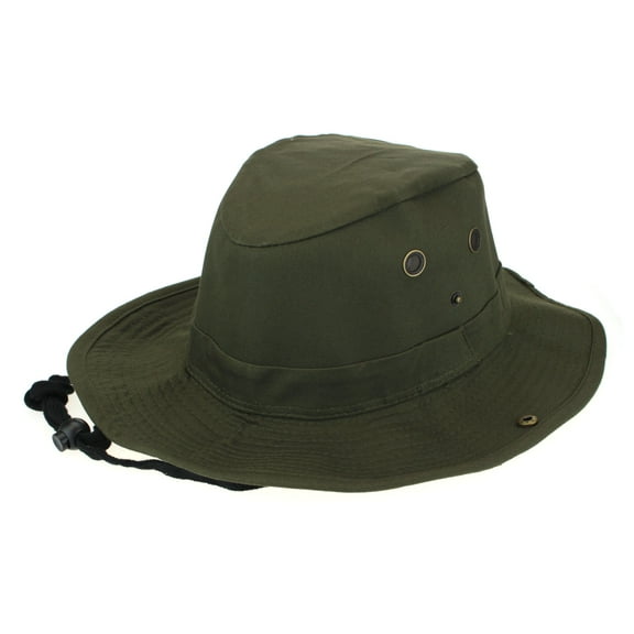 Classic Mens Cotton Twill Safari Bucket Sun Hat Army Green Large (7-3/8)