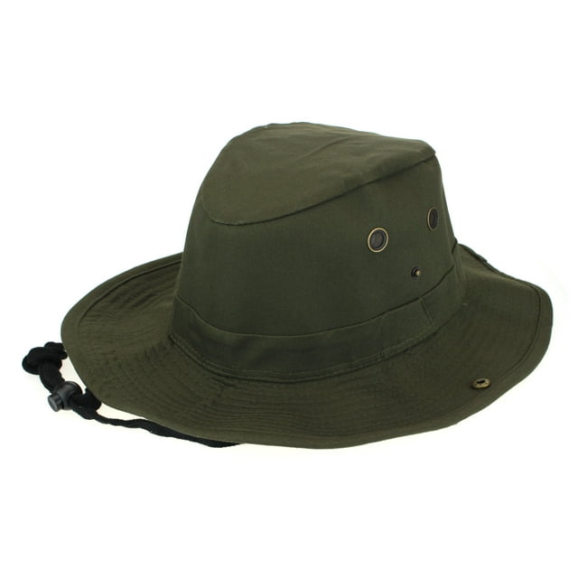 Classic Mens Cotton Twill Safari Bucket Sun Hat Army Green Medium (7-1/4)