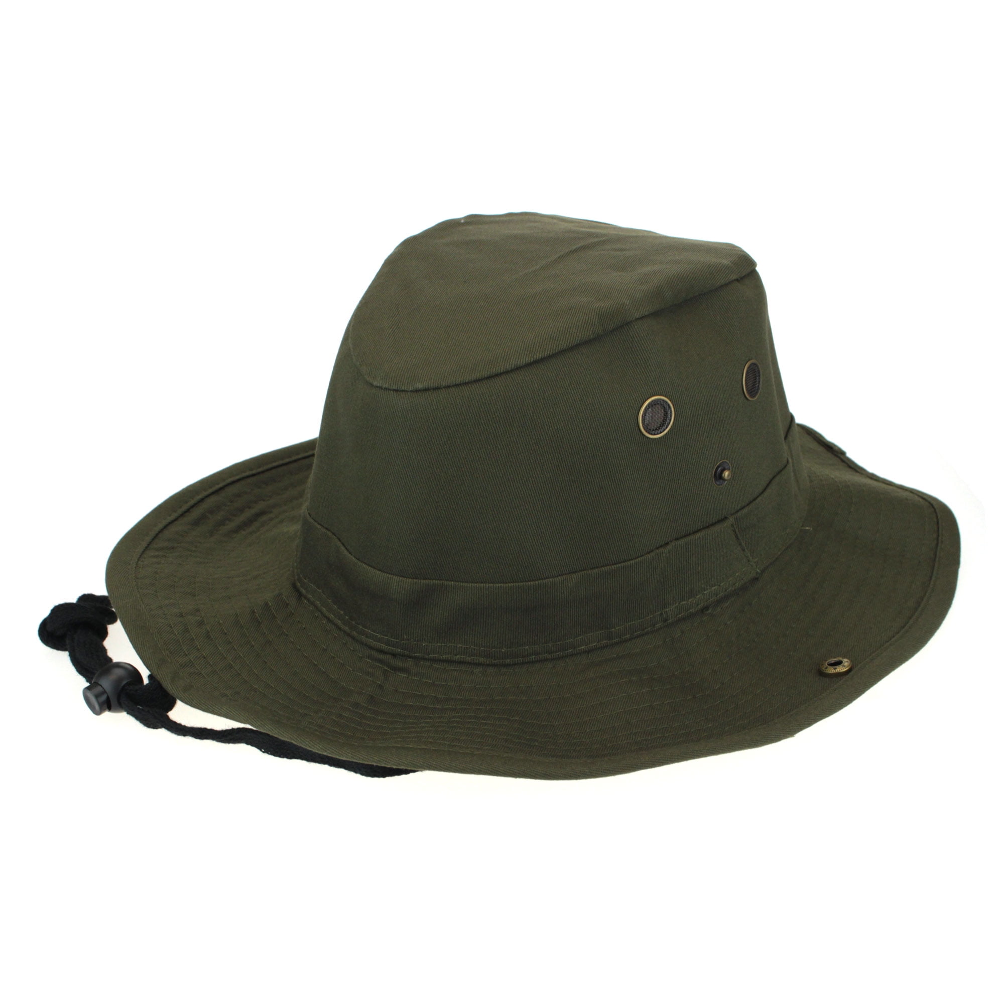 Classic Mens Cotton Twill Safari Bucket Sun Hat Khaki Large (7-3/8
