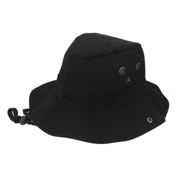 Classic Mens Cotton Twill Safari Bucket Sun Hat Black Small (7-1/8)