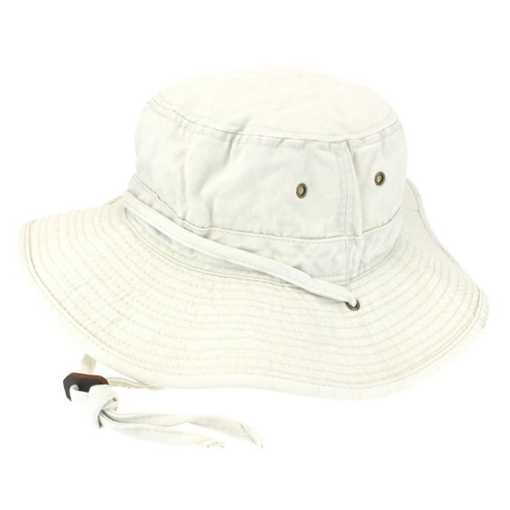 Classic Mens Fishermans Cotton Twill Bucket Hat White Khaki Small (7-1/8)