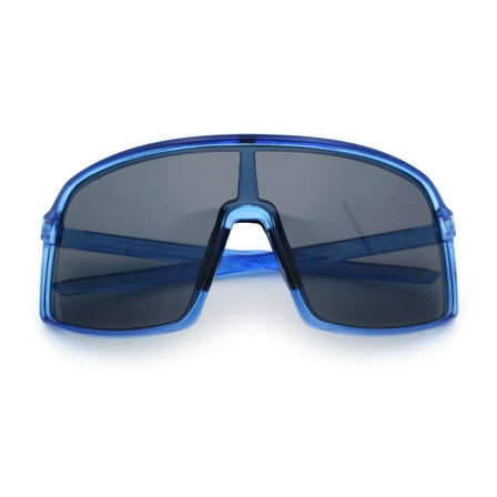 Classic Mens Oversized Shield Wrap Around MTB Sport Plastic Sunglasses Blue - Black