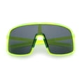 thumbnail image 1 of Classic Mens Oversized Shield Wrap Around MTB Sport Plastic Sunglasses Green - Black, 1 of 8