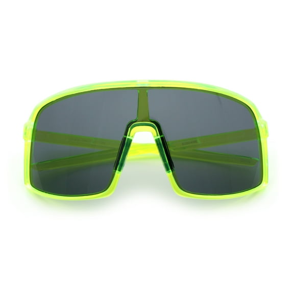 Classic Mens Oversized Shield Wrap Around MTB Sport Plastic Sunglasses Green - Black