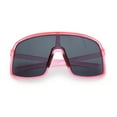 thumbnail image 1 of Classic Mens Oversized Shield Wrap Around MTB Sport Plastic Sunglasses Pink - Black, 1 of 8