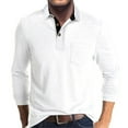 thumbnail image 1 of Classic Mens Solid Shirts Lapel Button V Neck Long Sleeve Pockets Cotton Slim Casual Pullover Blouses Fall Comfy Shirts, 1 of 5