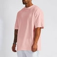 thumbnail image 1 of Classic Mens T-Shirts Oversized Short Sleeve Crew Neck Plain T Shirt For Men Pink L, 1 of 5