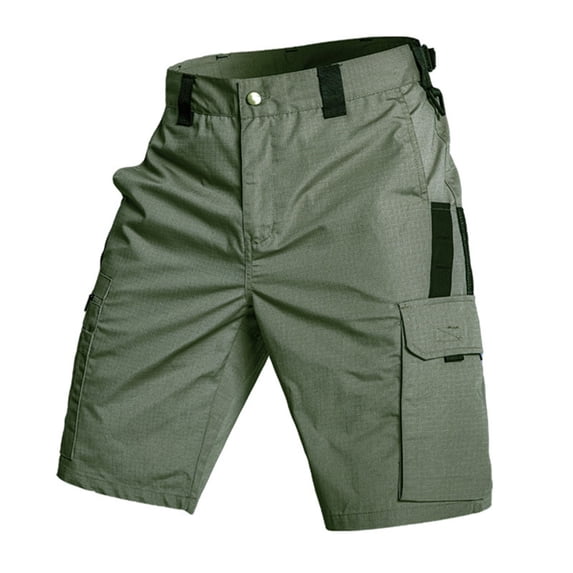 Classic Mens Tactical Cargo Work Shorts Waterproof Rip Stop Stretch Athletic Outdoor Hiking Military Combat Shorts with Multi-Patch-Pocket (No Belt) Green XL