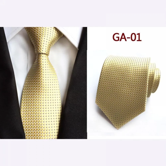 Classic Mens Ties Silk Necktie Pocket Square Cufflinks Set Woven Designer Wedding Business Gold