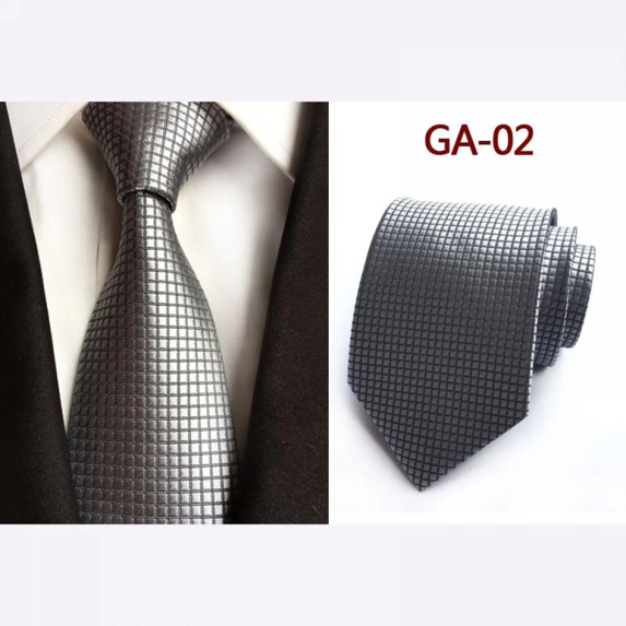 Classic Mens Ties Silk Necktie Pocket Square Cufflinks Set Woven Designer Wedding Business Grey