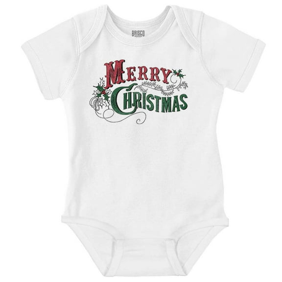Classic Merry Christmas Mistletoe Baby Romper Boys or Girls Brisco Brands NB