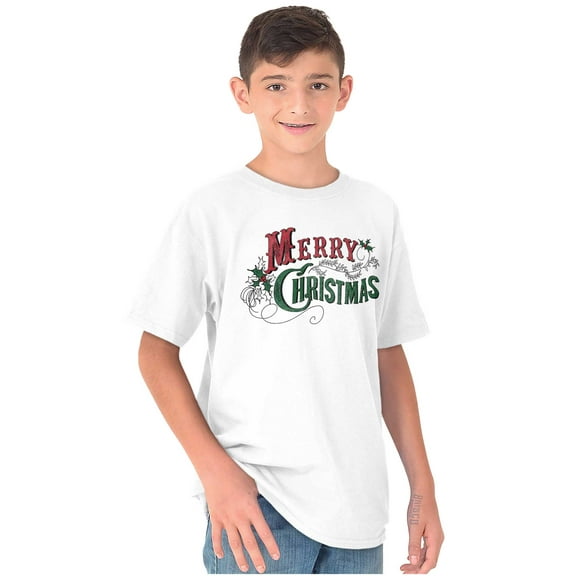 Classic Merry Christmas Mistletoe Crewneck T Shirts Boy Girl Brisco Brands L