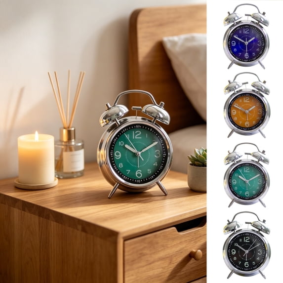 Classic Metal Alarm Clock, Low Light Visible Dial With Clear Ringtone, For Bedroom, Office, Living Room, Kitchen Home Decoration