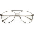 thumbnail image 1 of Classic Metal Aviator Eye Glasses Double Nose Bridge Clear Lens 55mm (Gunmetal / Clear), 1 of 4