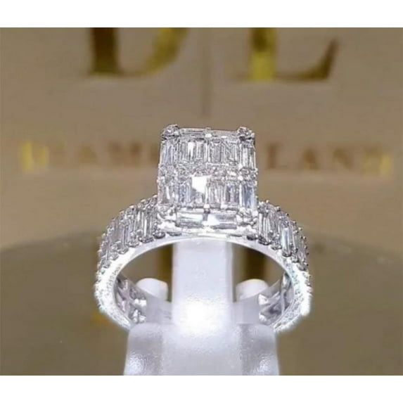 Classic Metal Square Ring Set with Alloy Inlaid Artificial Gems, European American Style, Unisex Design, Individually Packed