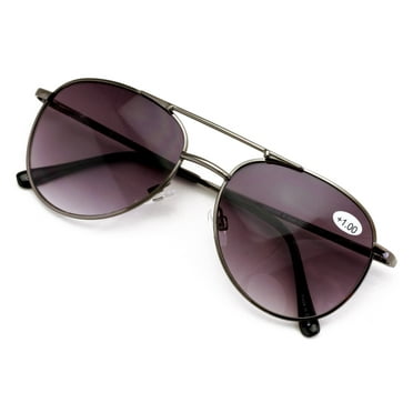 Classic Metal Tear Drop Reading Sunglasses - Outdoor Unisex Tinted Readers Black +1.50