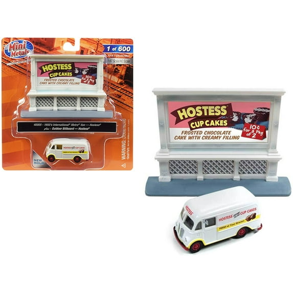 Classic Metal Works 40005 1950 International Metro Van White with Outdoor Billboard Hostess 1-87 HO Scale Model