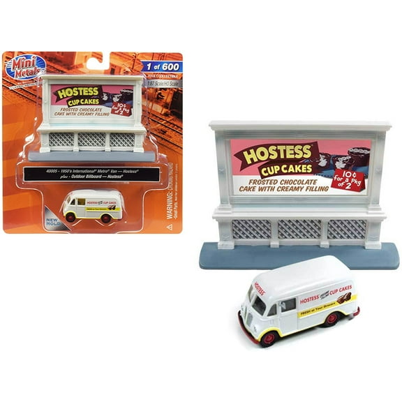 Classic Metal Works 40005 1950 International Metro Van White with Outdoor Billboard Hostess 1-87 HO Scale Model