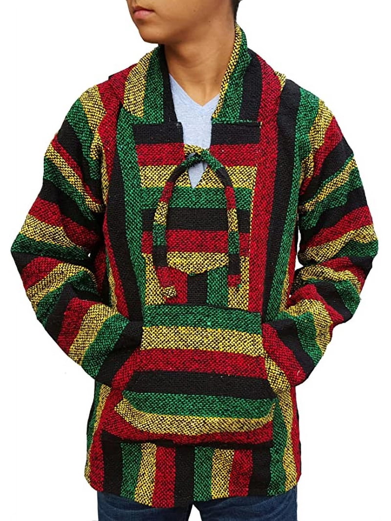 Mexican Pullover Classic Mexican Baja Hoodie Pullover Poncho