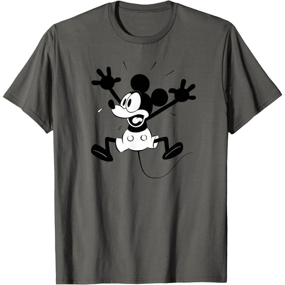 Classic Mickey Mouse Graphic DTG Print Unisex T-Shirt,Charcoal Color,Size XL