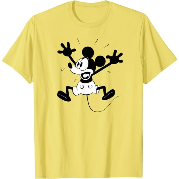 Classic Mickey Mouse Graphic DTG Print Unisex T-Shirt,Cornsilk Color,Size 3XL