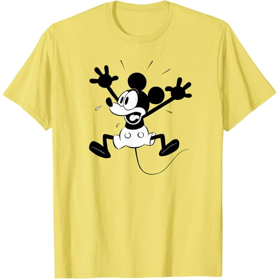 Classic Mickey Mouse Graphic DTG Print Unisex T-Shirt,Cornsilk Color,Size 3XL
