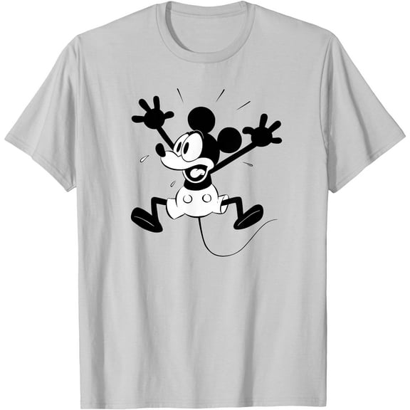 Classic Mickey Mouse Graphic DTG Print Unisex T-Shirt,Ice Grey Color,Size XL