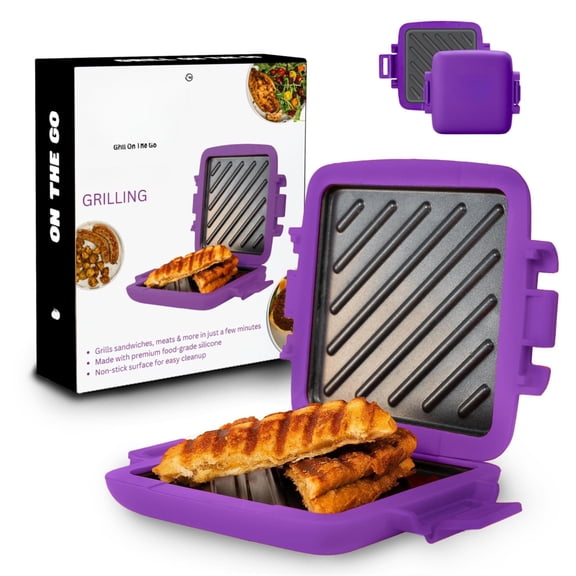 Classic Microwave Sandwich Maker  Grill Toaster 3 Minute Grilled Cheese Thick Silicone Cover Safe Food Grade Panini Press Dishwasher (purple Regular)