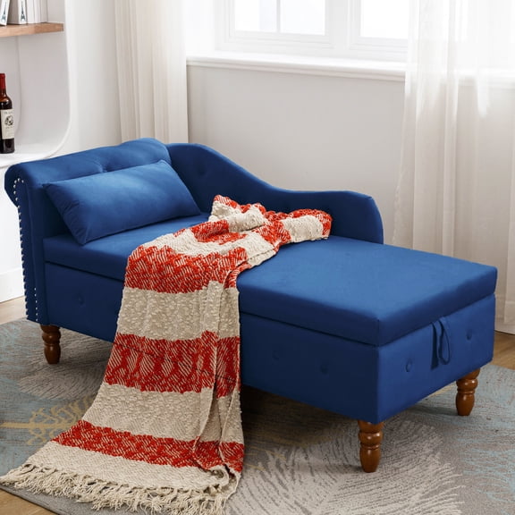 Classic Mid - century Chaise Lounge with Nailhead Trim | Enhance Home Decor in Indoor Spaces