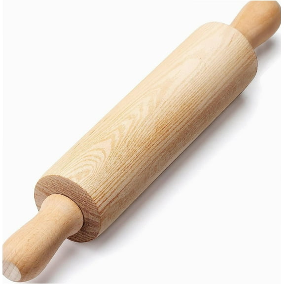 Classic Mini Wooden Rolling Pin 10.2 Inch for Kids, Rotating Centre Dough Roller with Handles for Children Kitchen Crafting and Imaginative Play, Model BK005