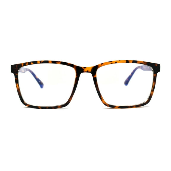 Classic Minimal Thin Plastic Rectangle Blue Light Flitering Computer Eye Glasses Tortoise